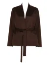 Ermanno Firenze Belted Cropped Coat In Brown