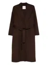 Ermanno Firenze Belted Coat In Brown