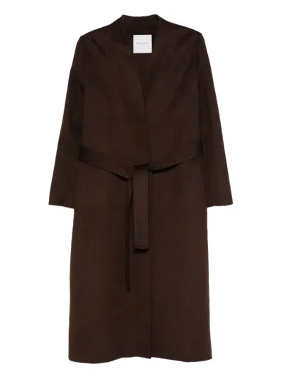 Ermanno Firenze Belted Coat In Brown