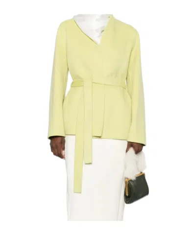 Ermanno Firenze Belted Cropped Coat In Yellow