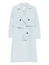 Ermanno Firenze Belted Double-breasted Coat In Blue