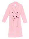 Ermanno Firenze Belted Double Breasted Coat In Pink