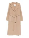 Ermanno Firenze Belted Long Coat In Neutral