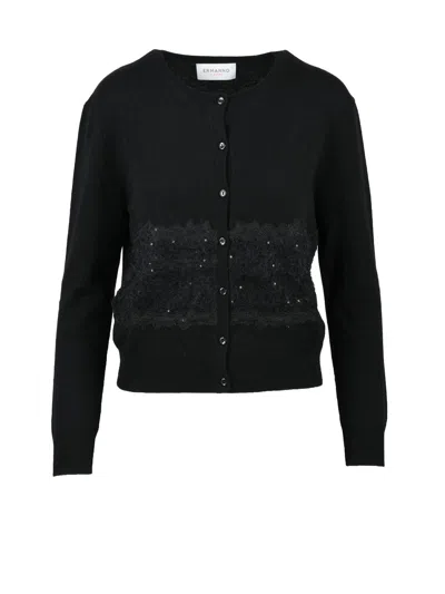 Ermanno Firenze Black Lace Polyester Cardigan