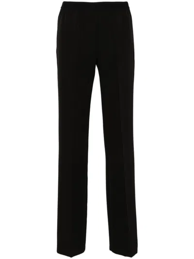 ERMANNO FIRENZE BLACK LOGO-WAISTBAND CADY TROUSERS