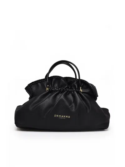Ermanno Firenze Black Octavia Gathered Polyurethane Shoulder Bag