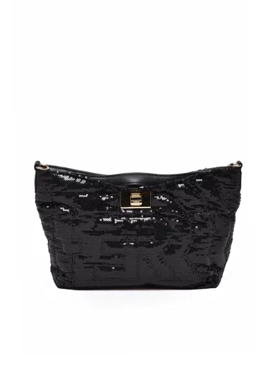 Ermanno Firenze Black Polyester Sequin Shoulder Bag
