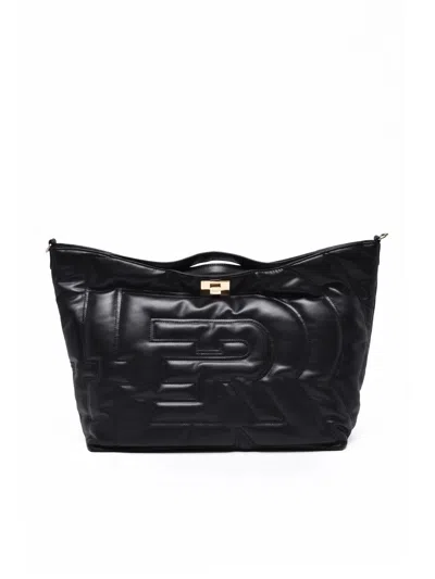 Ermanno Firenze Black Polyurethane Combination Handbag
