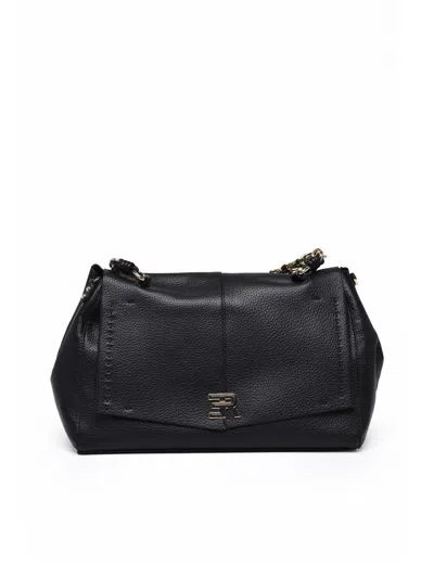 Ermanno Firenze Black Polyurethane Eba Shoulder Bag