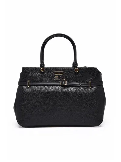 ERMANNO FIRENZE BLACK POLYURETHANE UNITY HANDBAG