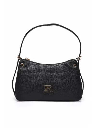 Ermanno Firenze Black Polyurethane Unity Shoulder Bag