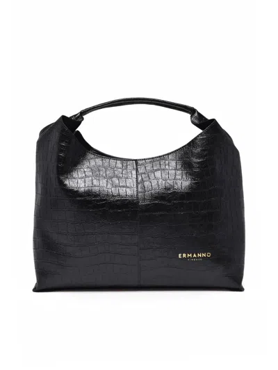 Ermanno Firenze Black Polyurethane Veronica Shoulder Bag