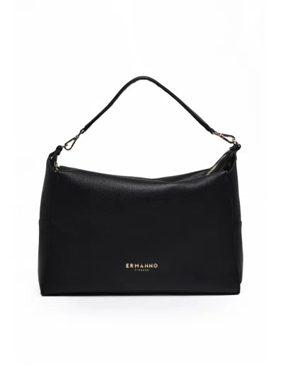Ermanno Firenze Black Polyurethane Victoria Shoulder Bag