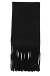 Ermanno Firenze Black Wool Scarf With Fringed Edges In Black