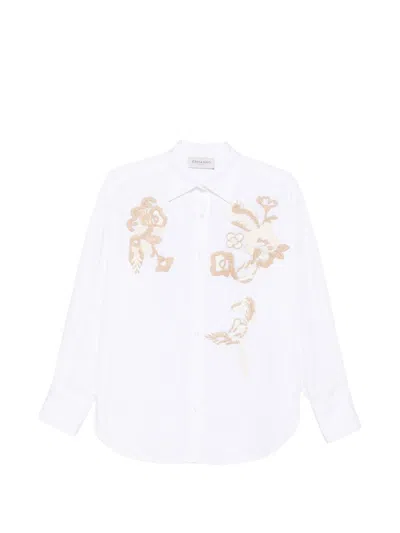 Ermanno Firenze Botanical Embroidered Shirt In White