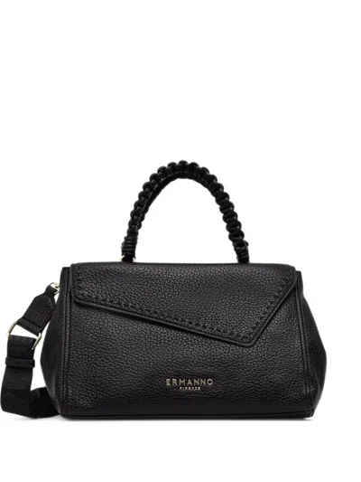 Ermanno Firenze Braided-handle Two-way Tote Bag In Black