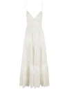 Ermanno Firenze Sleeveless Cotton Maxi Dress With Ecru San Gallo Embroidery In White