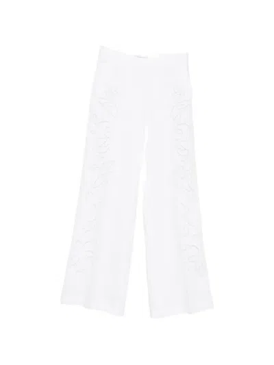 Ermanno Firenze Broderie-anglaise Trousers In White