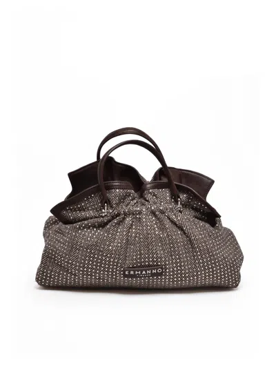 Ermanno Firenze Brown Octavia Textured Polyurethane Shoulder Bag In Grey