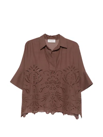 Ermanno Firenze Brown Short-sleeved Cotton Shirt
