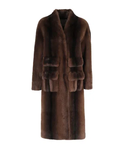 Ermanno Firenze Button Coat In Brown