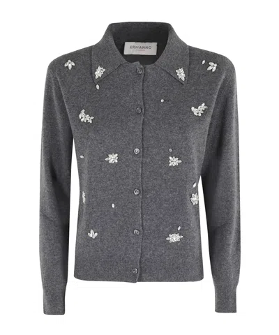 Ermanno Firenze Button Long-sleeved Sweater In Gray