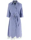 Ermanno Firenze Button-up Dress With Embroidery And Lace Inserts