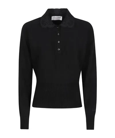 Ermanno Firenze Button-up Long-sleeve Sweater In Black
