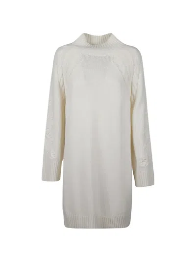 ERMANNO FIRENZE CABLE-KNIT EMBROIDERED DRESS