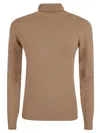 Ermanno Firenze Camel Solid Knit Turtleneck With Ribbed Detailing In Animal Print