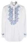 Ermanno Firenze Embroidery Shirt M/l In Bianco Blu