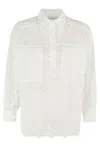 Ermanno Firenze Perforated Half Button Shirt In Off White
