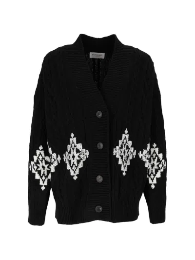 Ermanno Firenze Ribbed V-neck Knit Top In Black