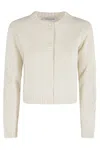 Ermanno Firenze Cropped Cardigan With Applique Embroidery In White