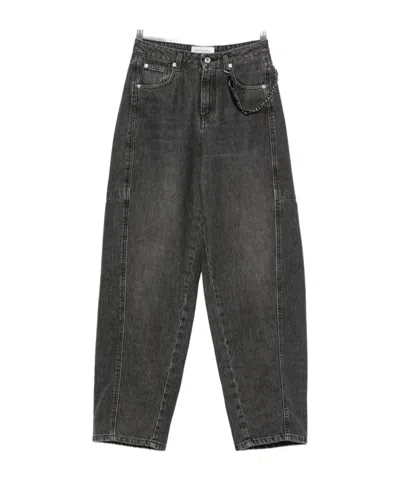 Ermanno Firenze Chain-detail Denim Trousers In Black