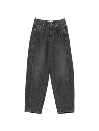 Ermanno Firenze Chain-link Wide-leg Jeans In Gray