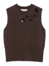 Ermanno Firenze Embroidered Vest In Brown