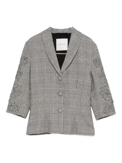 Ermanno Firenze Check-print Embellished Jacket In Gray