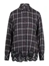 Ermanno Firenze Check Shirt With Lace In Brown