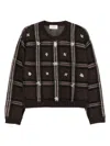 Ermanno Firenze Checked Embellished Sweater In Brown