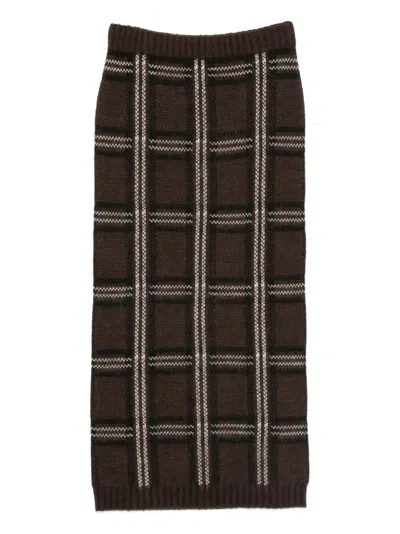 Ermanno Firenze Checked Midi Skirt In Multi