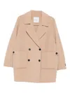 Ermanno Firenze Double-breasted Coat In Brown