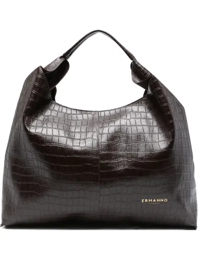 Ermanno Firenze Coco Print Hobo Tote Bag In Brown