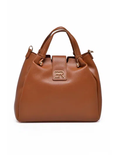 Ermanno Firenze Cognac Polyurethane Vally Shoulder Bag In Brown
