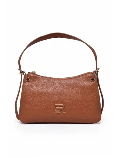 Ermanno Firenze Cognac Textured Polyurethane Unity Shoulder Bag In Brown