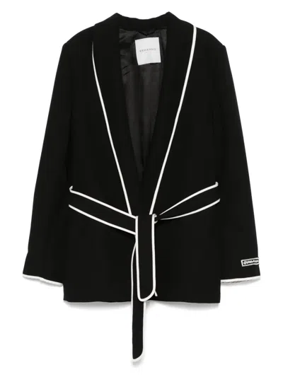 Ermanno Firenze Contrast-trim Blazer In Black