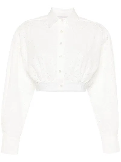 Ermanno Firenze Cotton Blend Cropped Shirt In White