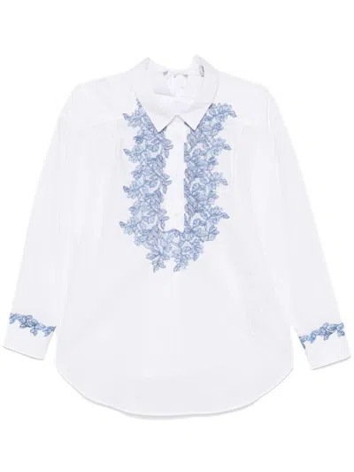 Ermanno Firenze Cotton Embroidered Blouse In White