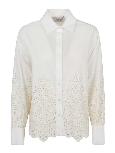 Ermanno Firenze Cotton Embroidered Shirt In White
