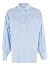 Ermanno Firenze Oversized Striped Cotton Poplin Shirt In Blue